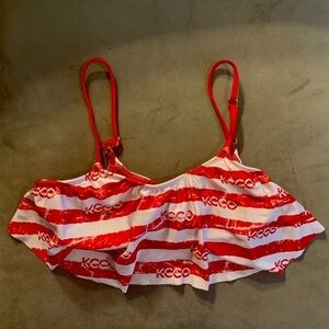 Chivette KCCO Patriotic Red and White Bikini Top